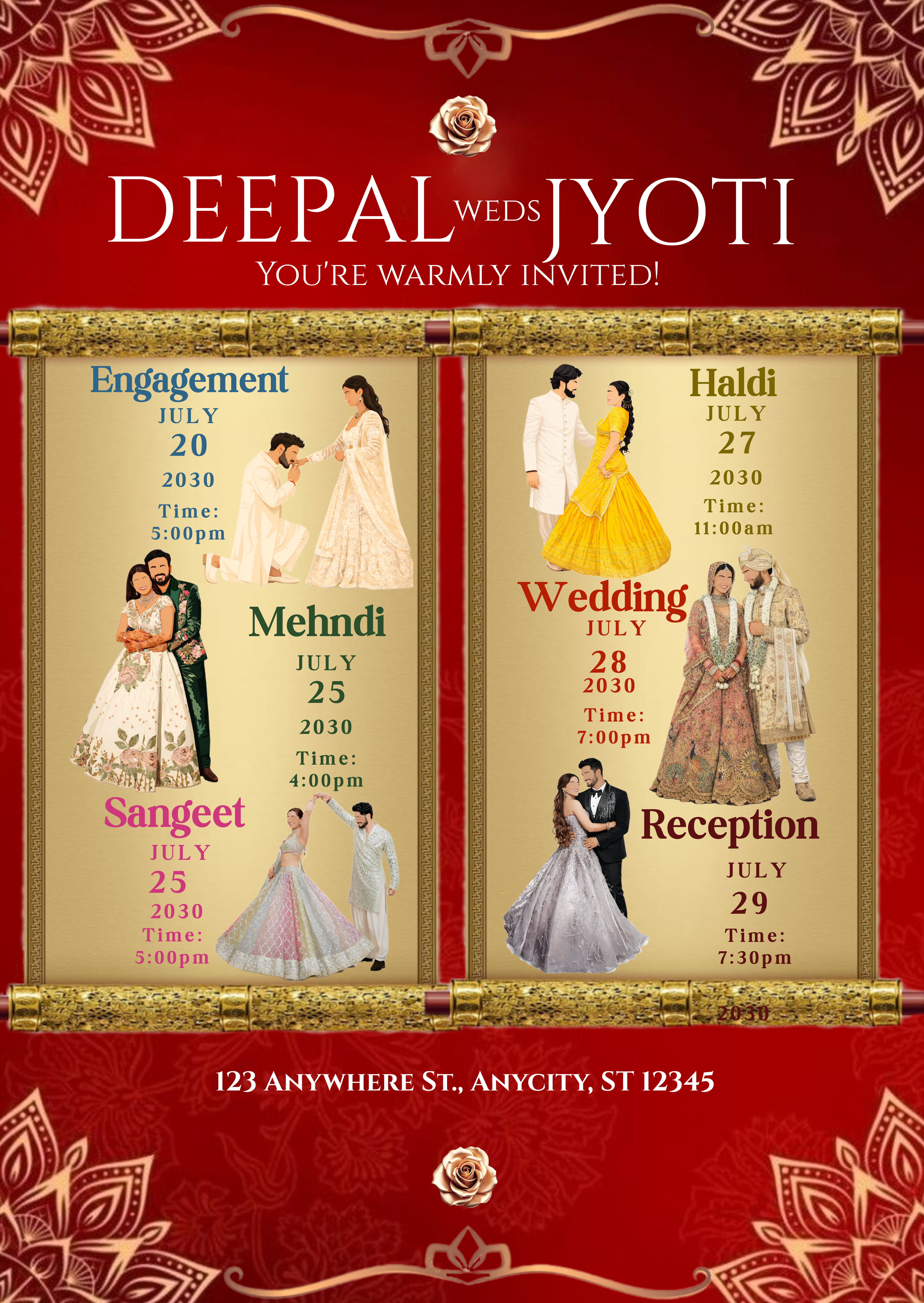 All in One Wedding Invitation ( All Functions include ) Card