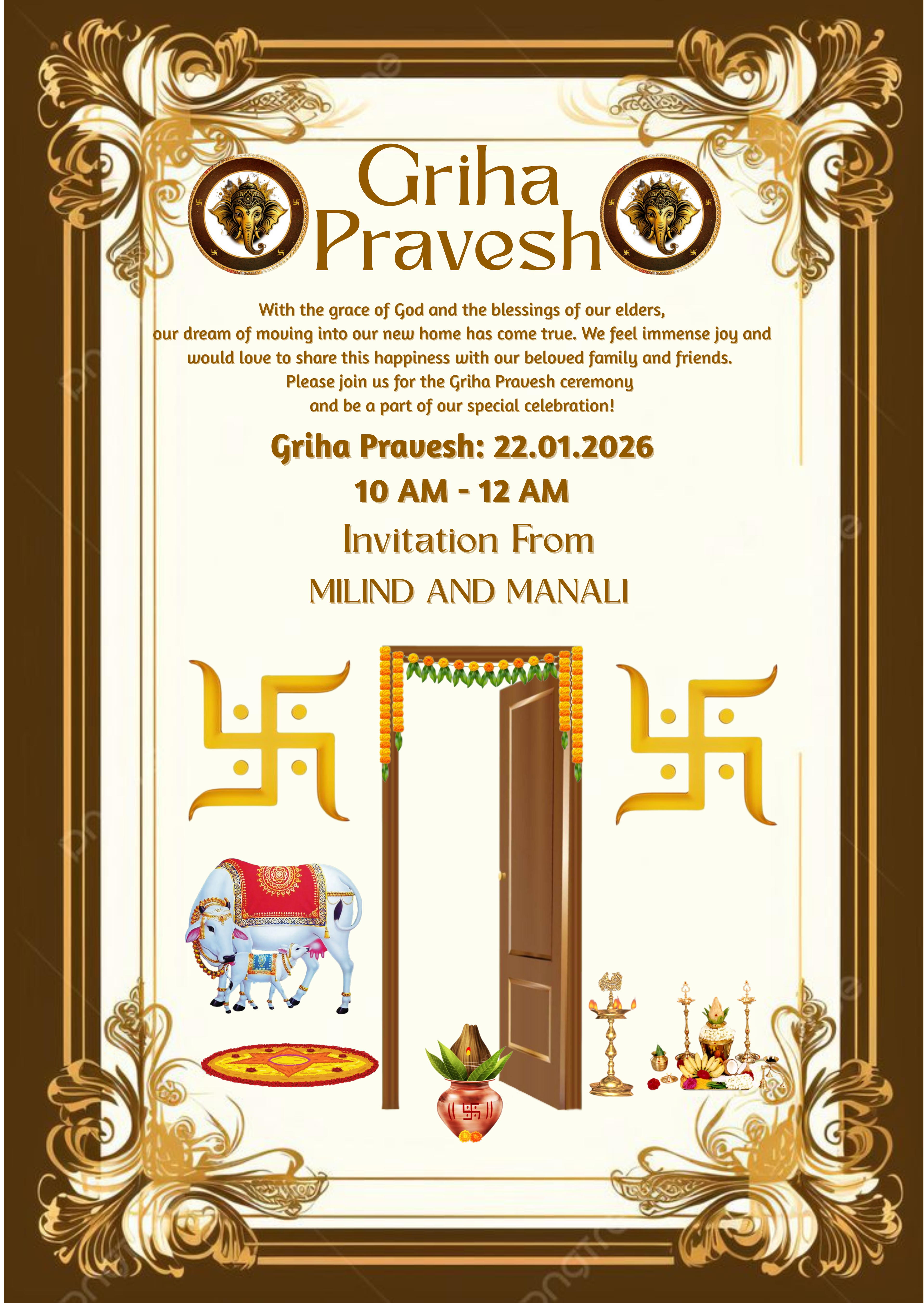 Divine Griha Pravesh Invitation Card