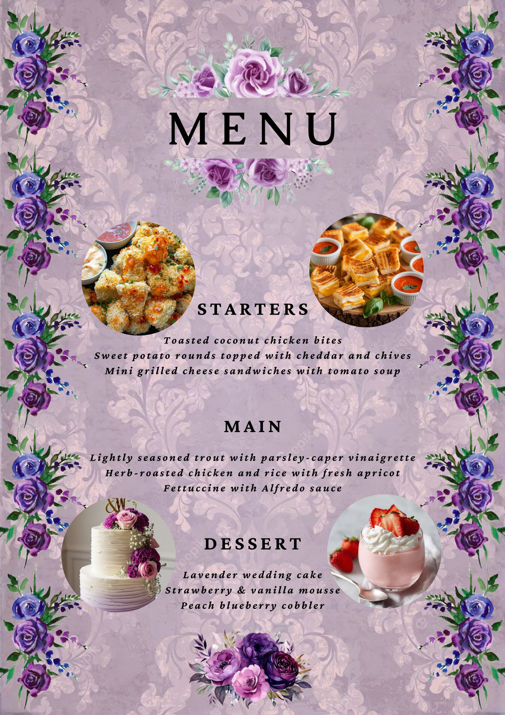 Luxury Wedding Menu Program Card